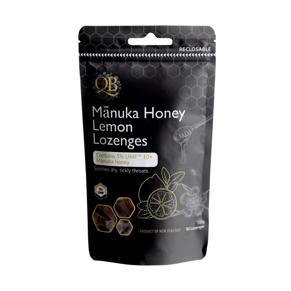 QB Mānuka Honey UMF™ 10+ Lemon Lozenges UMF™ 10+  135g 30Lozenges