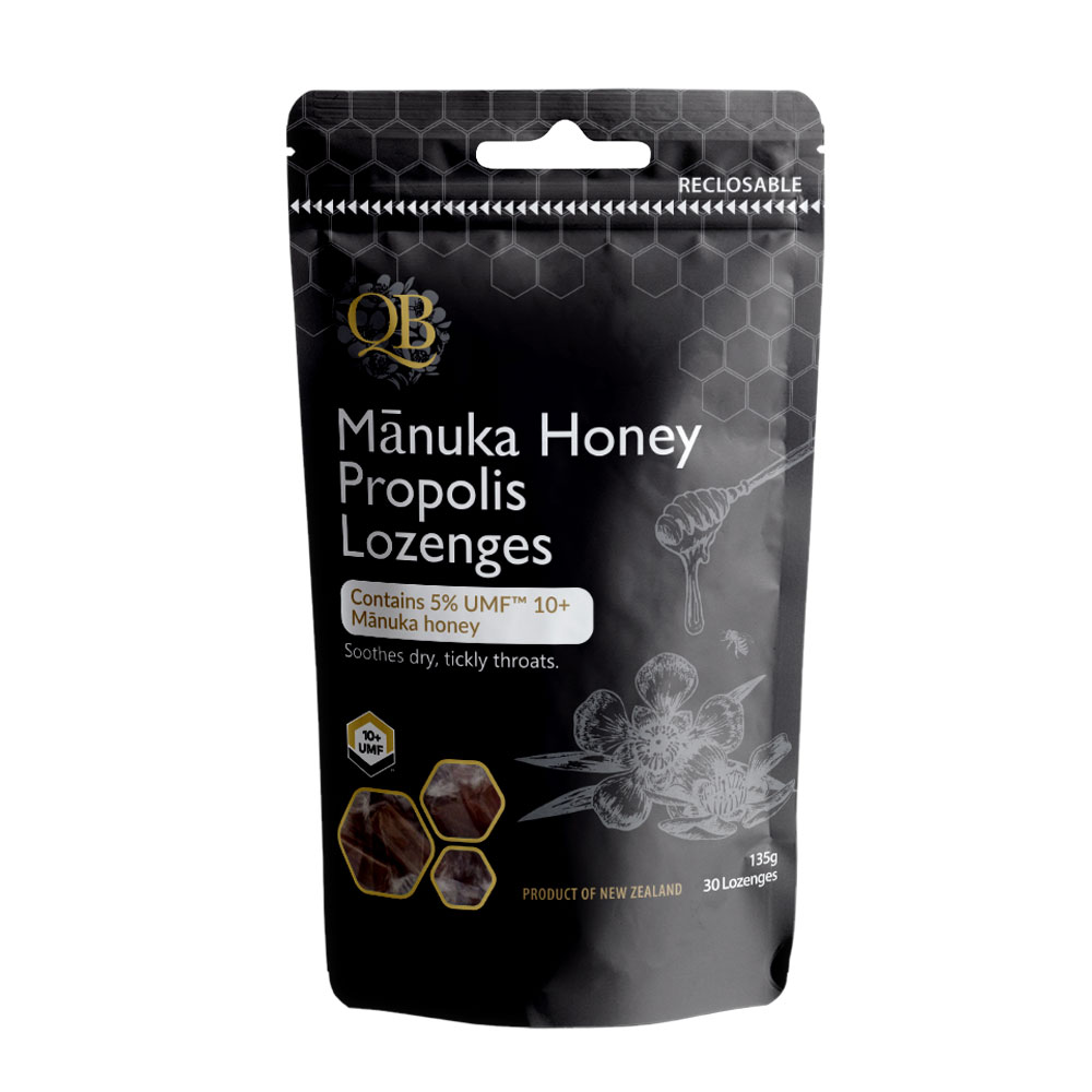 QB Mānuka Honey UMF™ 10+ Propolis Lozenges UMF™ 10+  135g 30Lozenges