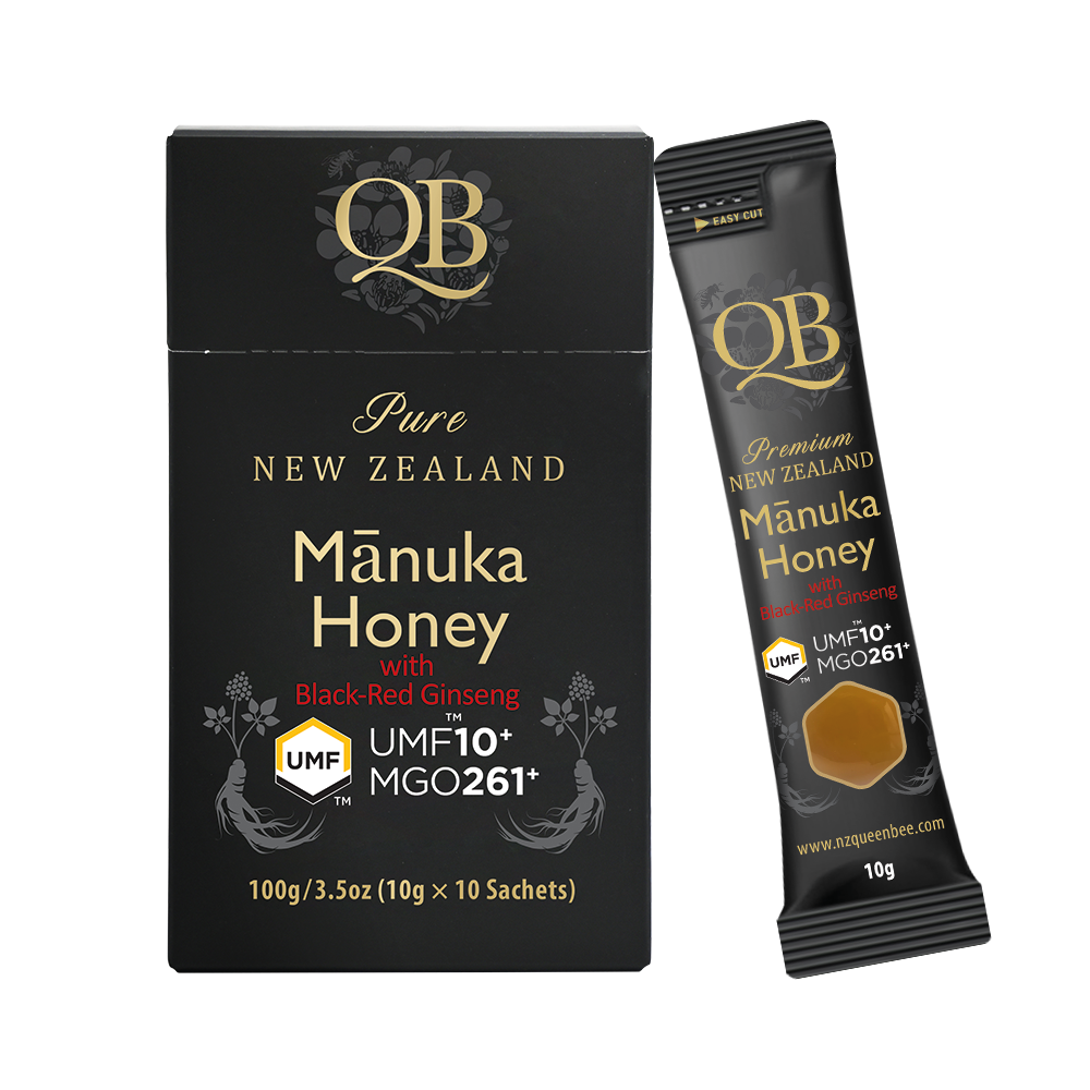 QB Manuka Honey with Black-Red Ginseng Sachet UMF 10+ MGO 261+ 100g